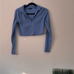 Zara Blue Long Sleeve Crop Top